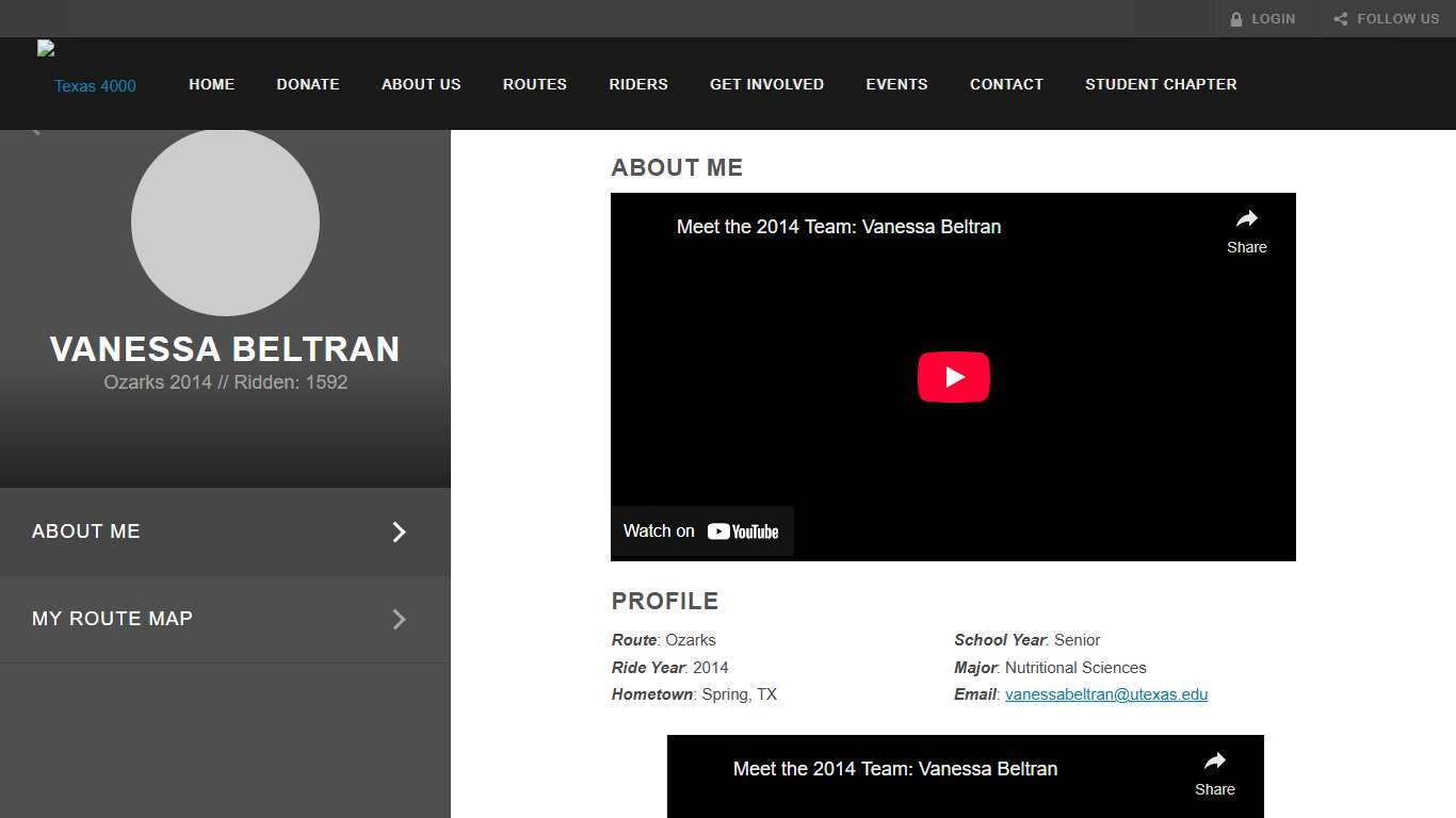 Vanessa Beltran's Rider Profile Texas 4000